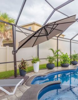 11-ft Aluminum slide-tilt patio umbrella with base