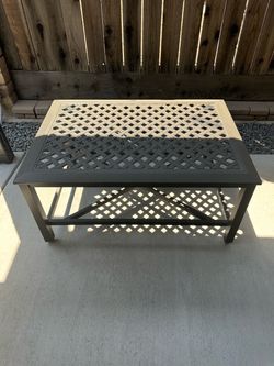 Outdoor Metal Patio Coffee Table – Black Lattice Design