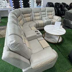 Grey and Beige Living Room Recliner Sectional (12/26) / Reclinable seccional de sala de estar gris y beige