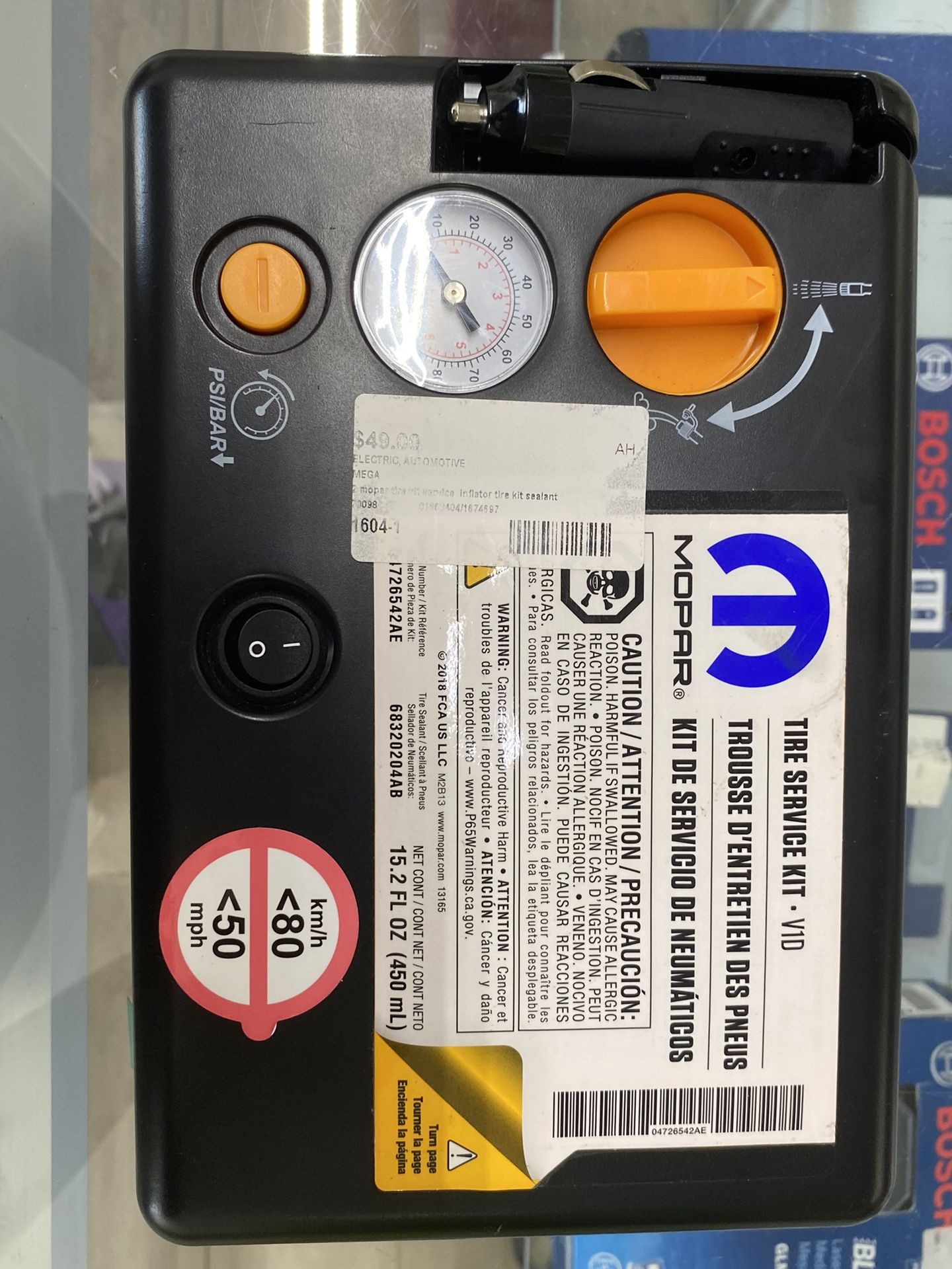 MOPAR TIRE SERVICE KIT EMERGENCY INFLATOR COMPRESSOR SEALANT OEM 04726542AE Used