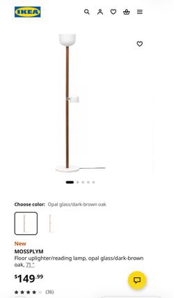**BRAND NEW** MOSSPLYM Floor uplighter/reading lamp, marble base, opal glass/dark-brown oak, 71 "