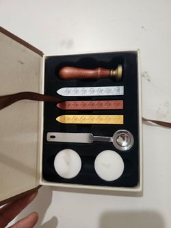 Wax Seal Stamp Kit Gift Set with 3 Sealing Wax Sticks Spoon & Candles