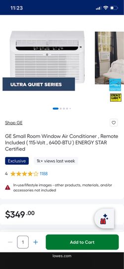 GE window air conditioner, 6400 BTU / 115v, ultra quiet series