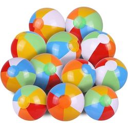 SYZ 12" Beach Balls Bulk - Inflatable Swimming Pool Toys for Kids Birthday Party Supplies Favors Luau Decorations - Blow Up Classic Rainbow Color Beac