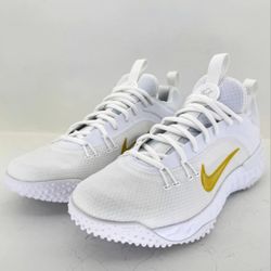 NEW Nike Huarache 9 Elite LAX Baseball Football Trainers White Metallic Gold Turf Shoes Men Sizes 5, 8, 9, 9.5, 10, 10.5, 15