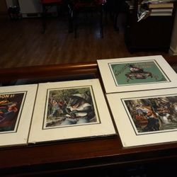 Collection Of 4 Joel Osterhold Louisiana Original Art Work, Framed In Cardboard