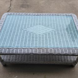 Glass Wicker Table