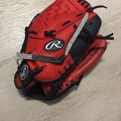 Red Baseball Rawlings Glove