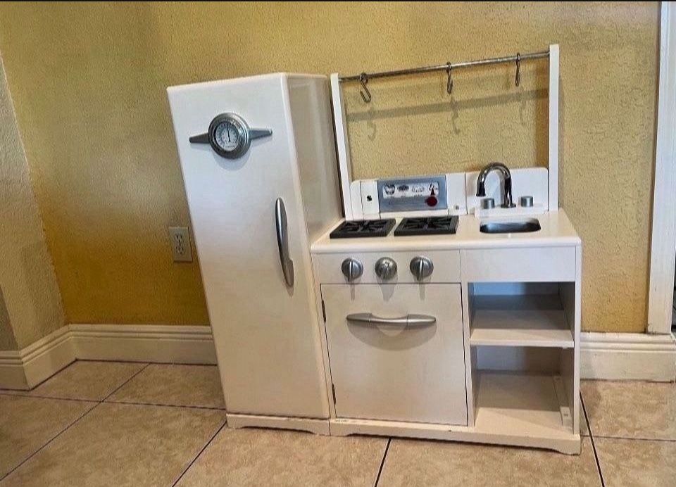 POTTERY BARN KIDS Retro Kitchen ALL IN ONE… VERY STURDY MATERIAL…In Great Condition… $75