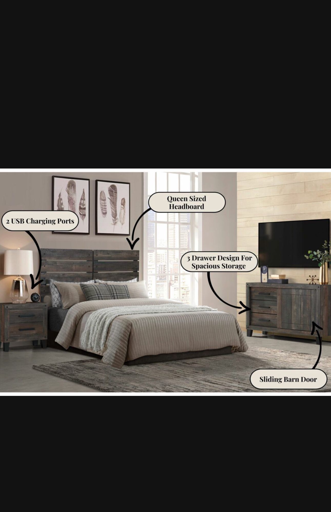 Brand New Complete Bedroom Set With FREE Orthopedic Mattress For $599