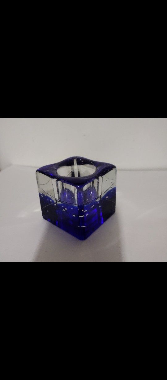 COBALT - CLEAR GLASS VOTIVE/ CANDLE HOLDER 4" - P100