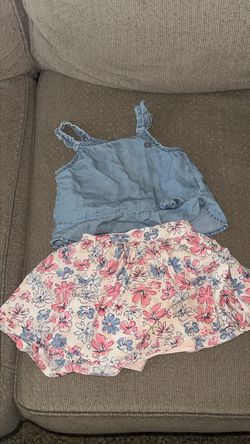 3T Calvin Klein Girls Denim Top & Floral Skirt Set