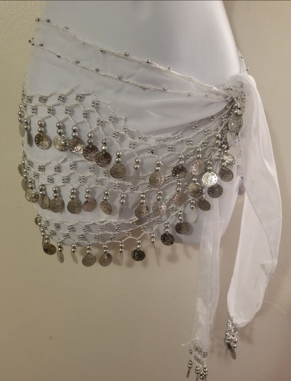New White Belly Dancing Skirt Scarf Wrap