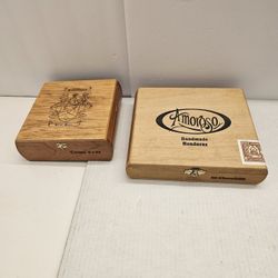 2 Empty Arturo Fuente Wooden Cigar Boxes – “Fortunato” & “Amoroso” – Authentic Tobacco Boxes