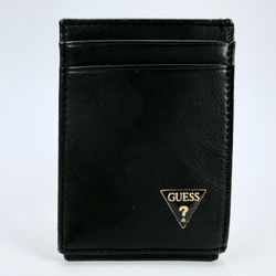 Guess Men's Front Pocket Wallet Magnetic Money Clip RFID Block Black