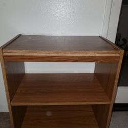 Brown Wooden Two-Shelf Bookcase with Wheels