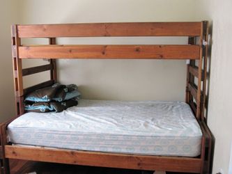 Sturdy Solid Wood separate or Full-over-Twin Bunk Bed — Used, Disassembled (Hardware Included)