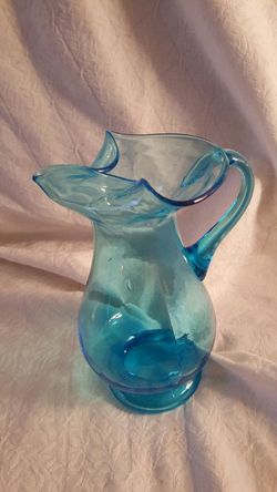 Vintage Blue Glass Pitcher
