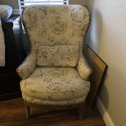 Arhaus Portsmouth Upholstered Accent Chair - Paisley - Nail Accents - With Pillow 