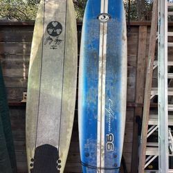Two 8 Foot Foam Surfboards