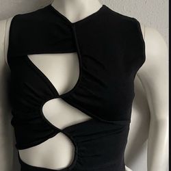Zara Black small Cut Out Crop Top New With Tags