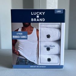 Lucky Brand Ribbed Tank Tops Men’s Large 4 Pack