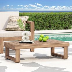 Andrae Outdoor Acacia Wood Rectangular Coffee Table