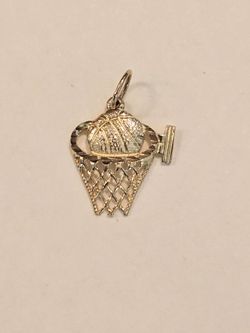 Small Basketball Hoop 14k Solid Gold Pendant