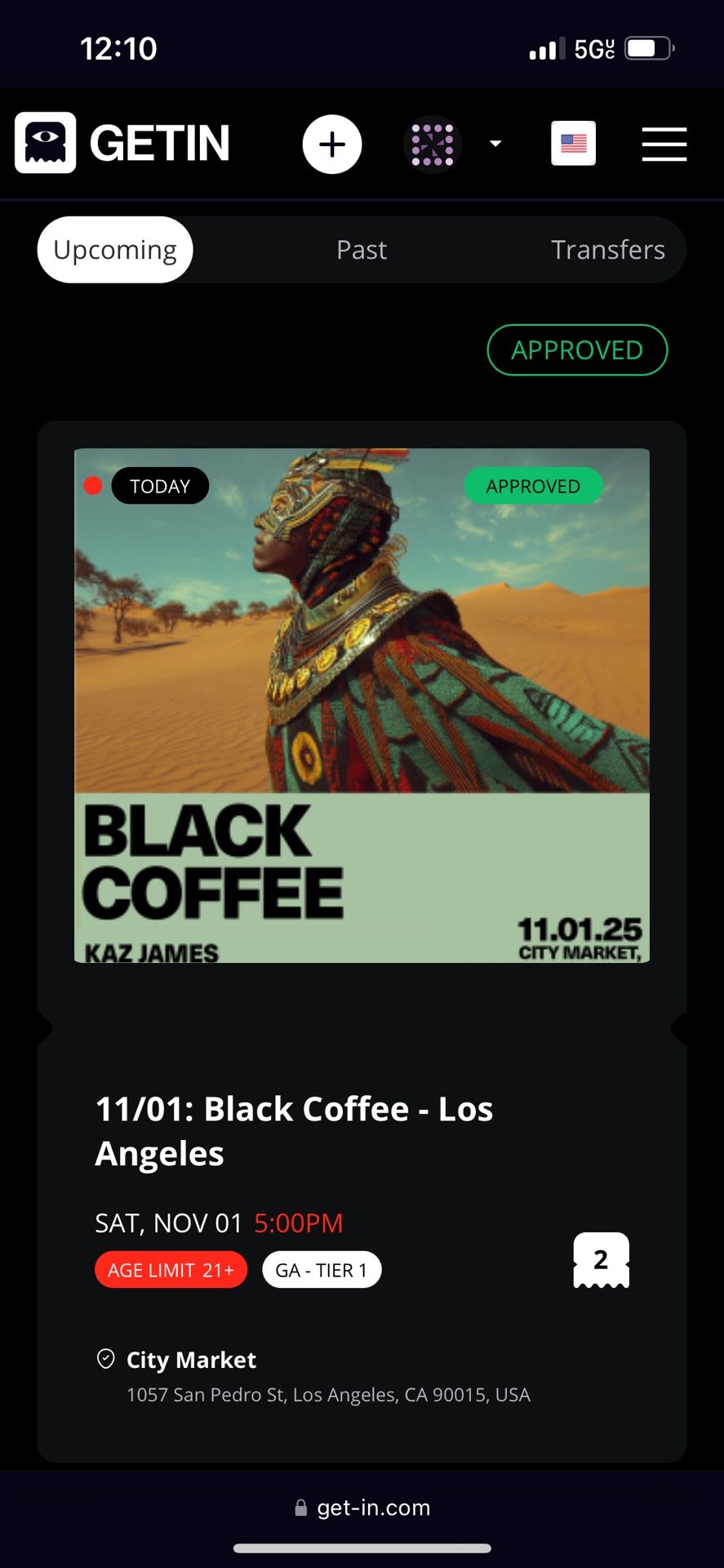 black coffee tickets