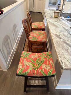 (3) Leopard Print Bar Stools