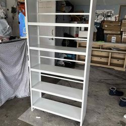 Metal Bookshelf, White Bookcase with Display Shelves, 5 Tier Open Shelf Bookcases
