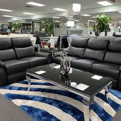 Black Sofa & Love Seat w/Recliners On Liquidation Now !! 