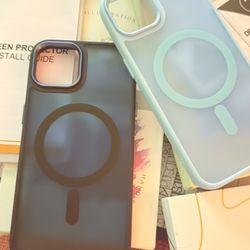 iPhone 14, 13 Cases (2) 6.1 Inch Dark Blue & Baby Blue