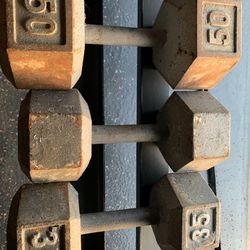 Dumbbells 2 Hex 35’s, 1 Hex 50, 1 Commercial 40  