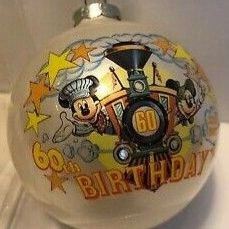 1988 Glass Ball Christmas Ornament ~ MICKEY MOUSE 60th BIRTHDAY ~ WALT DISNEY CO