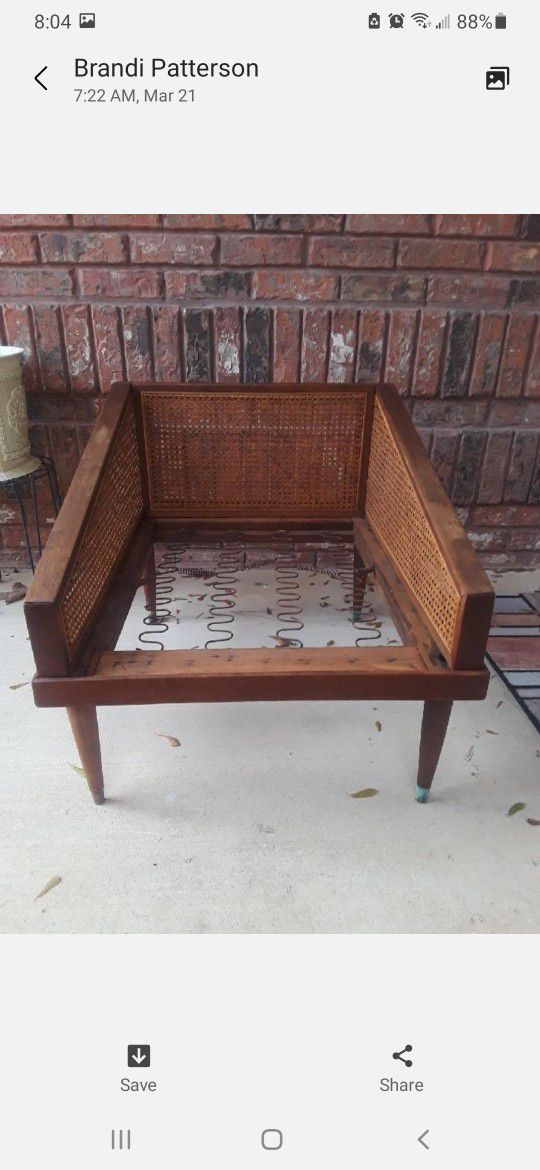 Antique Wood Cane Back Accent Chair

