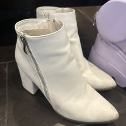 White Ankle Heel Boots