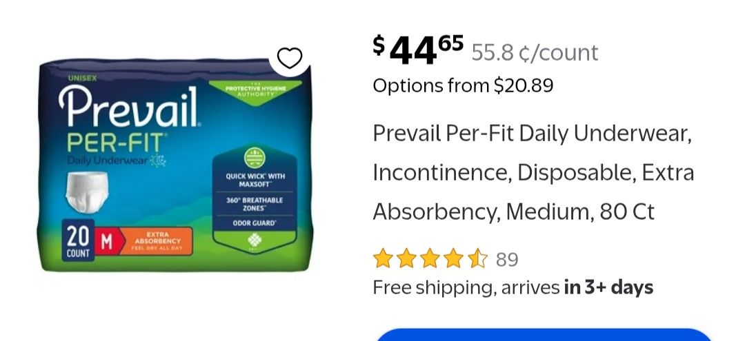 PREVAIL PER FIT 20 COUNT Size M