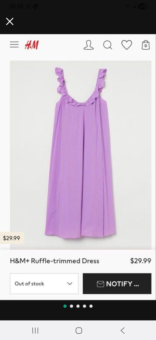 NEW H&M Women Purple Ruffle Trimmed Cotton Midi Vacation Casual Dress Size S