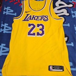Pre-owned LA Lakers Lebron James Nike Authentic Vaporknit Icon Edition Jersey, Size 48 (L)