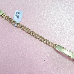 Clearance Special 5.5' 7mm 10k Yellow Gold Solid ID Name Diamond Cut Plate Chino Link Bracelet 