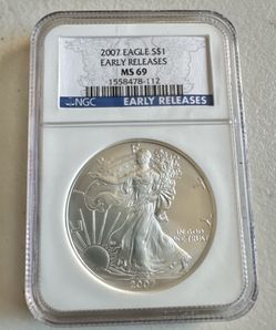 2007 American Silver Eagle MS-69 NGC (Blue Label, Early Release)