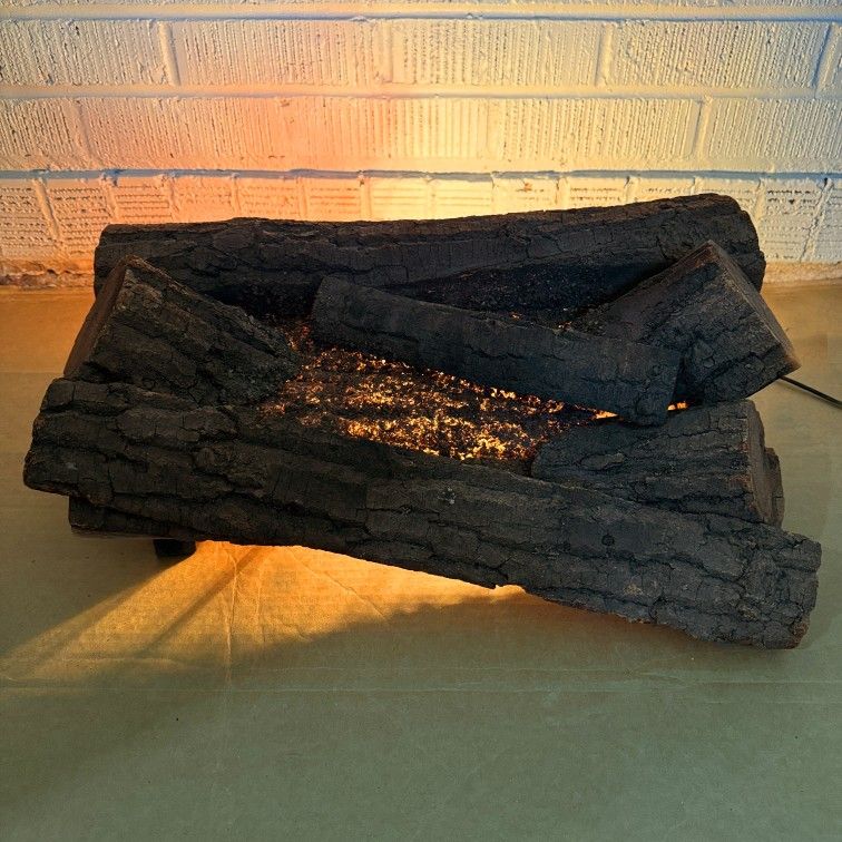 Vintage Faux Fireplace Electric Logs (Crackling Sound, Glowing Flicker Light)