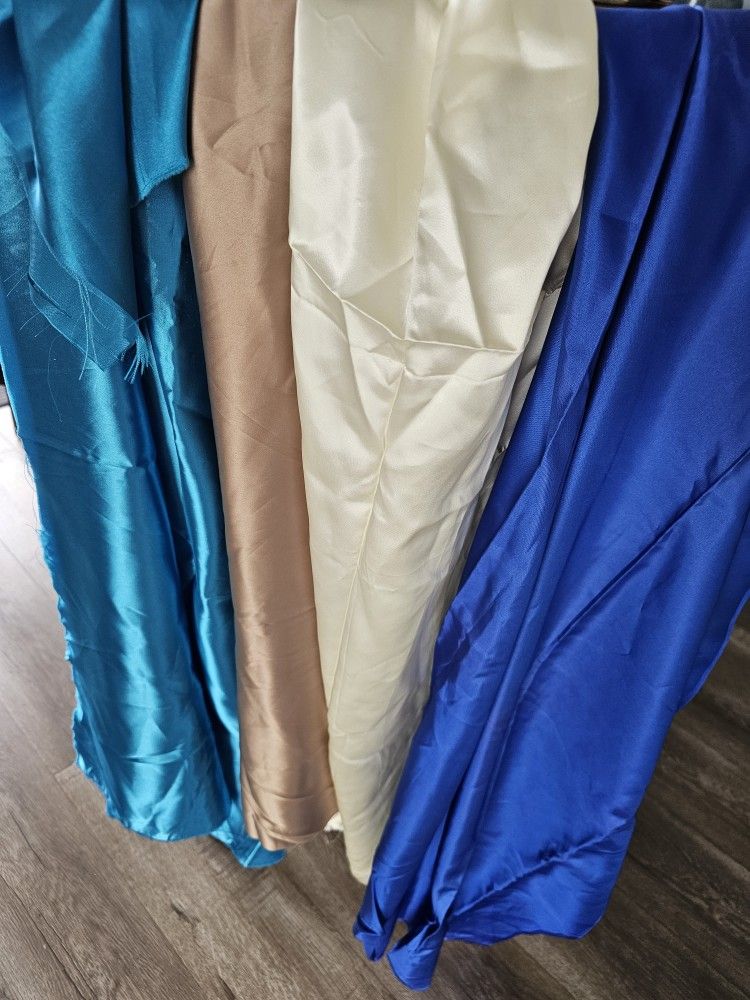 Satin Fabric Pieces - Blue, White, Brown