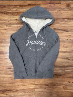 Hollister Sherpa-Lined Zip Hoodie Gray Women’s Medium