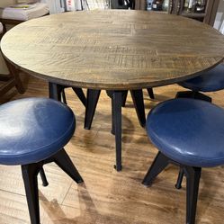 Dining Carnegie Adjustable Round Table & Stools