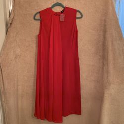 J Peterman Red Dress With Sheer Overlay Size 6