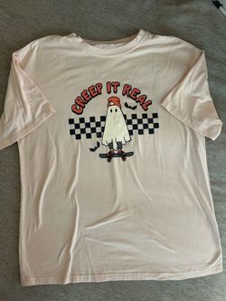 Creep It Real Graphic Tee - Light Peach  Soft light peach graphic tee