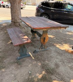 Wooden Outdoor Dining Table with a Benche