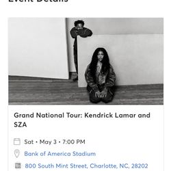 Floor Seat - 1 Ticket - SZA and Kendrick Lamar - May 3, 2025